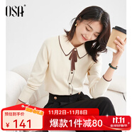 歐莎（OSA）千金小香風(fēng)減齡內(nèi)搭娃娃領(lǐng)針織衫2025秋新款打底衫毛衣女上衣氣質(zhì) 杏色A XL