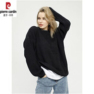 皮爾卡丹（pierre cardin）跨境毛衣女2025圓領(lǐng)套頭寬松歐美長(cháng)袖針織衫毛衣外套女黑色S