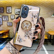 紐為適用榮耀50pro手機殼女款榮耀50華為帶鏡子支架50se鏡頭全包防摔5g保護套honor鑲水鉆時(shí)尚 粉色(送軟膜+掛繩) 榮耀50