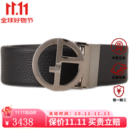 阿瑪尼Giorgio armani阿瑪尼男士腰帶雙面腰帶小牛皮黑色4厘米 黑色 均碼