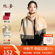 絲界2025年新款羊毛圍巾女士保暖時(shí)尚百搭披肩圍脖秋冬送禮禮盒裝 米咖 180cm*30cm