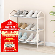 索爾諾（SuoErnuo）鞋架簡易拖鞋架出租房收納鞋架子客廳家用門口宿舍經(jīng)濟(jì)型放鞋架 三層經(jīng)濟(jì)型白色K323【長42高45】