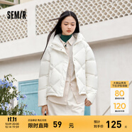 森馬（Semir）棉服女寬松立領(lǐng)棉衣簡約氣質(zhì)冬季溫柔防水菱格厚外套 奶白10501 2XL