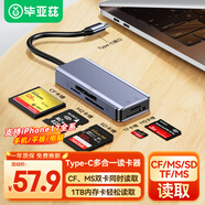 畢亞茲 Type-C讀卡器多合一 支持SD/TF/CF/M2/MS相機行車(chē)記錄儀監控內存卡手機存儲卡 0.24米