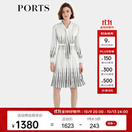 PORTS寶姿秋季新款女裝時(shí)尚圓點(diǎn)印花連衣裙ALD9D015QPT100 白黑混色 M 6