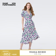 Diane von Furstenberg[博主同款]DVF2025秋季新款V領(lǐng)短袖植物印花度假茶歇裙DS2T035 FRSBD XS / 2