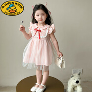 G.DUCKKIDS童裝寶寶田園風(fēng)連衣裙女娃娃領(lǐng)夏季2025新款兒童格子裙 粉色 90 cm