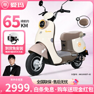 愛(ài)瑪（AIMA）鉛酸超長(cháng)續航電動(dòng)車(chē)電瓶車(chē)女士時(shí)尚成人代步外賣(mài)電動(dòng)摩托車(chē)露娜 燕麥咖【智能互聯(lián)+1000W電機】