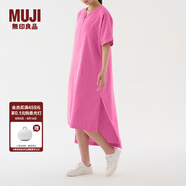 無(wú)印良品（MUJI）IDEE 女式 棉平織 短袖連衣裙 GAC66C3S 長(cháng)裙裙子 多巴胺 玫粉色 均碼