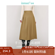 茵曼（INMAN）2025秋冬女裝新款半身裙女格雷系百褶學(xué)院風(fēng)A字顯瘦高級(jí)感長裙子 卡其色 L