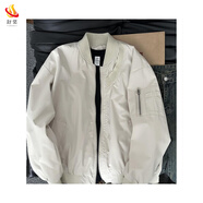 舒裟（ZUMKSAY）美式ins棒球服外套男女潮牌寬松痞帥設計感小眾原宿風(fēng)飛行員夾克 卡其色【升級版】 M 105-120斤