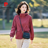 皮爾卡丹春季今年流行外套女2025春秋季新款小香風(fēng)百搭小個子風(fēng)衣外套 安可拉紅 【簡約百搭】【帶里布 3XL 【建議155-170斤】