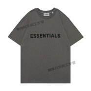 Essentials復(fù)線重磅300克歐美高品立體硅膠YOTFUL字母高街T恤男女 灰色【低克重】 S  60-90斤