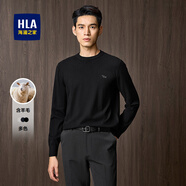 海瀾之家（HLA）毛衣男保暖長(cháng)袖針織衫男圓領(lǐng)套頭內搭打底衫男含羊毛舒適毛衫男 黑色06 -含羊毛/牦牛絨/光蓄熱/可機洗 L /175/92A