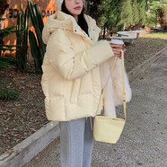 南極人（Nanjiren）羽絨服女短款2025年新款冬季加厚寬松連帽小個(gè)子時(shí)尚甜美學(xué)生外套 奶黃色 S (建議110斤以?xún)?