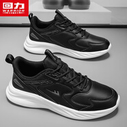 回力男鞋軟底跑步運動(dòng)鞋秋冬季新款男士休閑小白鞋子 黑色(皮) 43