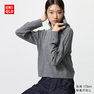 優(yōu)衣庫(kù)女裝可機(jī)洗紐花針織連帽套頭衫/25秋冬新款478871 06 鉛灰色 XS /150/76