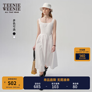 Teenie Weenie小熊白色連衣裙2025夏季新款優(yōu)雅氣質(zhì)黑色法式連身裙 白色 L