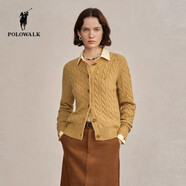 POLOWALK商場(chǎng)同款 女士羊毛衫秋冬圓領(lǐng)開(kāi)衫經(jīng)典絞花時(shí)尚百搭 黃色D 【新款】 L (165)