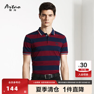 ARTAO/雅濤男裝夏季短袖T恤男純棉條紋商務(wù)翻領(lǐng)T恤 紫色 46/S