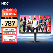 HKC 24.5英寸240Hz高刷HVA快速液晶顯示屏GTG1ms旋轉(zhuǎn)升降電競(jìng)PS5游戲臺(tái)式電腦顯示器獵鷹VG253KM