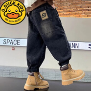 G.duck男孩褲子百搭兒童牛仔褲男童休閑褲帥氣韓版束腳長(cháng)褲秋冬款中大童 S標牛仔褲（春秋款） 160 適合身高150-160cm年齡12-13