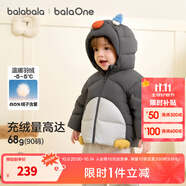 巴拉巴拉童裝嬰兒羽絨服冬裝加厚保暖寶寶外套兒童上衣可愛(ài)男童女童萌趣 灰白企鵝20410 -208425107210 90 （充絨量68g 適合1-2歲）