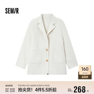 森馬（Semir）外套女中長款西裝領(lǐng)通勤寬松2024冬含羊毛雙面呢夾克109724108021