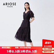 艾諾絲雅詩商場同款夏季新品時(shí)尚高腰鏤空設(shè)計(jì)高腰連衣裙20519041 黑色 2XL