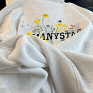 冠軍閃電（CHIONPEAN）前后重工繡花美式連帽開(kāi)衫衛衣女生春秋季加絨重磅情侶裝外套 白灰色 加絨重磅 M 建議110斤