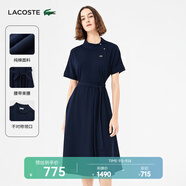 LACOSTE法國(guó)鱷魚(yú)女裝設(shè)計(jì)感優(yōu)雅收腰短袖A字裙Polo連衣裙|EF5956 166/藏青色 XS 34 /155