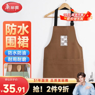 美麗雅圍裙廚房防水防油罩衣男女士師做飯咖啡烘培掛肩式勞保夏季工作服