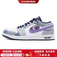 Jordan定制球鞋 AJ1紫瞳惡魔之眼減減震防滑耐磨低幫復(fù)古籃球鞋男款白藍(lán) 白藍(lán) 40.5