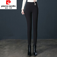 皮爾卡丹（pierre cardin）媽m媽打底褲女外穿冬季新款高腰彈力一體絨鉛筆中年小腳褲加絨加 黑色長(cháng)褲 M 建議80-100斤