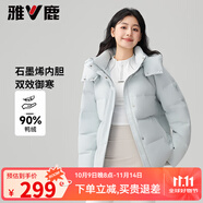 雅鹿短款羽絨服2025新款冬季純色百搭可拆卸帽面包服小個(gè)子冬裝外套 冰川藍 【滿(mǎn)背石墨烯 科技蓄熱】 S (155) 建議90-105斤