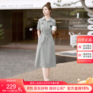 絲柏舍2025夏裝新款女裝開(kāi)叉中長(zhǎng)款連衣裙收腰顯瘦襯衫裙裙子