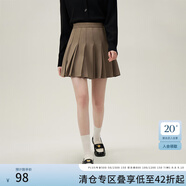 范思藍(lán)恩學(xué)院風(fēng)a字高腰半身裙女春裝2024新款百褶裙短裙24FS11141 混棕色 L
