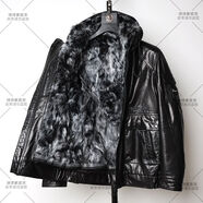 菲洛曼托斯卡納皮毛一體牛皮男士真皮皮衣短款連帽外套冬季皮夾克 牛皮托斯卡帽 xl100-125斤 均碼