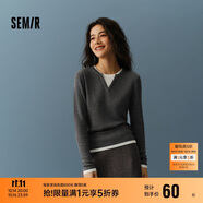 森馬（Semir）森馬毛衣女短款假兩件含羊毛針織衫24冬新款保暖內(nèi)搭109724107015
