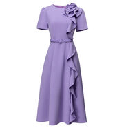歐洲站2025夏季新款高端設計感禮服法式輕奢長(cháng)裙紫色氣質(zhì)連衣裙女 紫羅蘭 L L