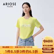 艾諾絲雅詩商場同款夏季新品百搭簡約設(shè)計感印花圓領(lǐng)T恤女20526198 青檸黃 S