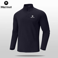 土撥鼠秋冬季新款男士拉鏈立領(lǐng)長(cháng)袖打底衫薄絨圓領(lǐng)抓絨上衣 黑色 2XL