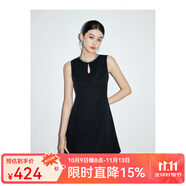 Mandy Zhang高級感鑲鉆黑色小香風連衣裙女千金風氣質(zhì)禮服背心裙子 耀夜黑 M