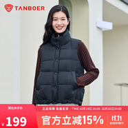坦博爾羽絨服馬甲女立領(lǐng)寬松外搭短款羽絨背心外套TD236006 黑色 180