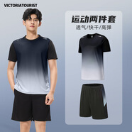 維多利亞旅行者運動(dòng)套裝男女夏季健身服速干短袖T恤羽毛球籃球訓練短褲跑步裝備