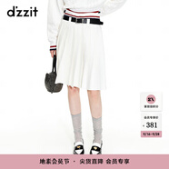 DZZIT明星同款地素春夏季新款學(xué)院風(fēng)針織半裙百褶裙女 白色 S