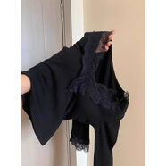 夏雨瑤白色蕾絲花邊針織衫女2025春秋新款磨毛修身顯瘦打底衫上衣內搭冬 黑色 【心動(dòng)crush/百搭*時(shí)尚/秋冬新款】 XL 【建議120-130斤】