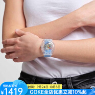 斯沃琪（Swatch）藍色條紋鏤空表盤(pán)輕奢手表41MM百搭職場(chǎng)腕表SUOK156 Blue os