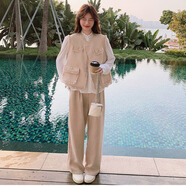 桂雪格小香風(fēng)套裝女秋季2025新款高級感穿搭一整套法式小姿馬甲三件套 肉桂粉三件套【面料升級版】 L 【125斤內】