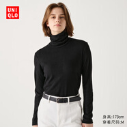 優(yōu)衣庫女裝HEATTECH搖粒絨兩翻領(lǐng)套頭衫/長(cháng)袖高領(lǐng)470142 09 黑色 L /160/88A